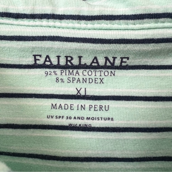Fairlane Pima Cotton Polo Shirt Golf UV SPF 30 Moisture Wicking Green Blue Sz XL - Picture 5 of 6